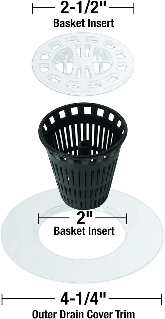 Danco Snap-in Shower Drain Cover with in-Drain Hair Catcher, 4-1/4" Round, White Strainer, (10533)