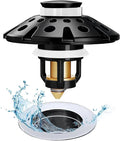 AzWzz Bathroom Sink Drain Strainer, 3 in 1 Pop Up Bathroom Sink Stopper Plug with Hair Catcher Cover, Universal for 1.06 in to 1.6 in Sink Drain, Matte Black
