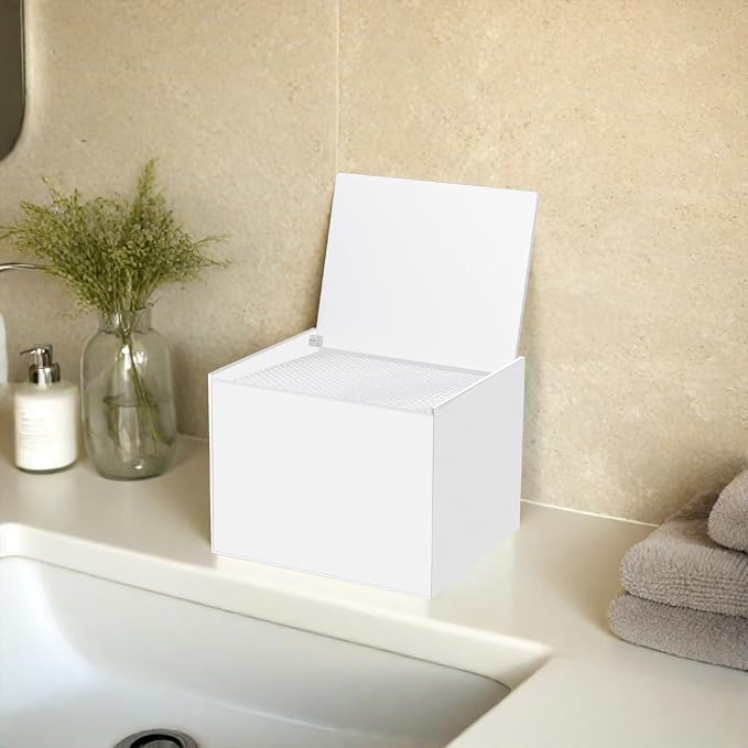 Disposable Face Facial Towel Holder Storage Box Acrylic Container, White