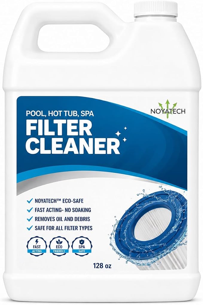 NOYATECH Pool Filter Cleaner Spray – No Soak Cartridge Cleaner for Hot Tub, Spa & Pool Filters – Removes Oil, Grease & Buildup Fast – Extends Filter Life – Gallon