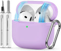 for AirPods 4 Case 2024 with Cleaner Kit & Keychain-Magnetic Purple | Silicone Protective Cover for Apple AirPods 4th Generation Case,for Women Men,One-Piece Design,Shockproof,Dust Proof,Magnetic