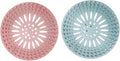 2 Pack, Drain Strainers, Hair Catcher Shower Drain Covers Protector, Flexible TPR Material, Multiple Colors for Bathroom Tub Shower and Sink,Bright-Colored (Pink, Blue)