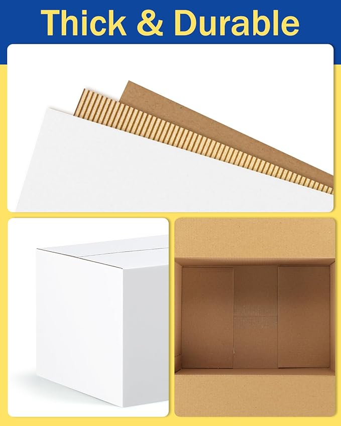 Assorted-Sizes-Shipping-Boxes-45-Pack: 8x6x4 & 9x6x4 & 10x7x5 Small-Shipping-Boxes-Mailers, White Corrugated-Cardboard-Boxes-for-Packing-Small-Business Mailing