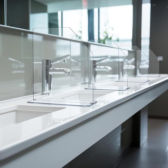 Vesici 2 Pcs Clear Acrylic Sink Splash Guard Freestanding Panel Barrier with Easy Reach Cutaway Kitchen Guard Protective Splatter Barrier for Home Hospital(29.5" Length, 18" Height, 4.5" Base)