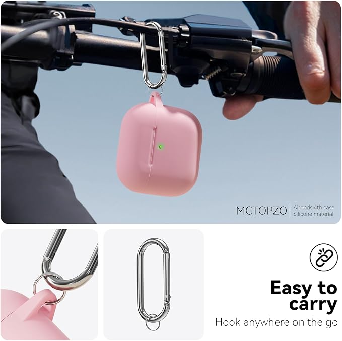 for AirPods 4 Case 2024 with Cleaner Kit & Keychain-Magnetic Pink | Silicone Protective Cover for Apple AirPods 4th Generation Case,for Women Men,One-Piece Design,Shockproof,Dust Proof,Magnetic