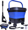 Portable Cordless Washer with 3.4Gal Tank, 580PSI, 7-Level Adjustable Sprayer, 360° Rotating Nozzle, 23FT Hose, 20000mAh Battery, Foldable Design with Wheels for Car, Camping, Garden (Blue)