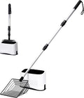 Metal Cat Litter Scoop with Holder, 43" Extendable Long Handle Cat Scooper for Litter Box, Solid & Durable, Deep Shovel for Fast Sifting, Large Pet Pooper Scooper for Kitty/Outside Dog Poop