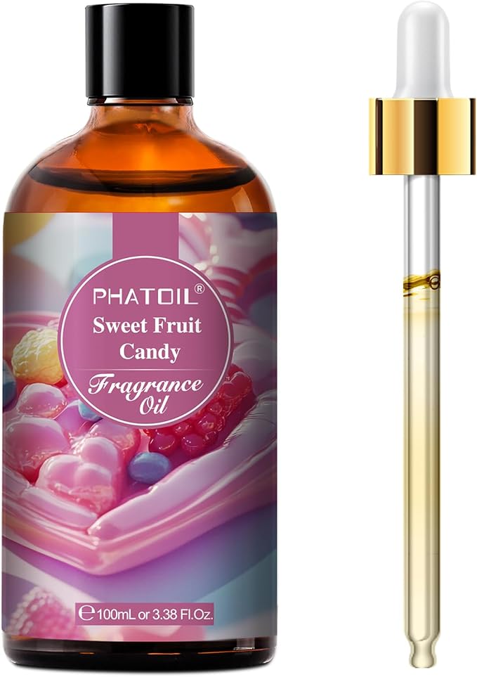 PHATOIL 3.38FL.OZ Sweet Fruit Candy Fragrance Oils for Aromatherapy, Essential Oils for Diffusers for Home, Perfect for Diffuser, Yoga, Skin Care, DIY Candle and Soap Making - 100ml | Long Lasting Scented Oils For Humidifier, Air Freshener, DIY Soap Ca...