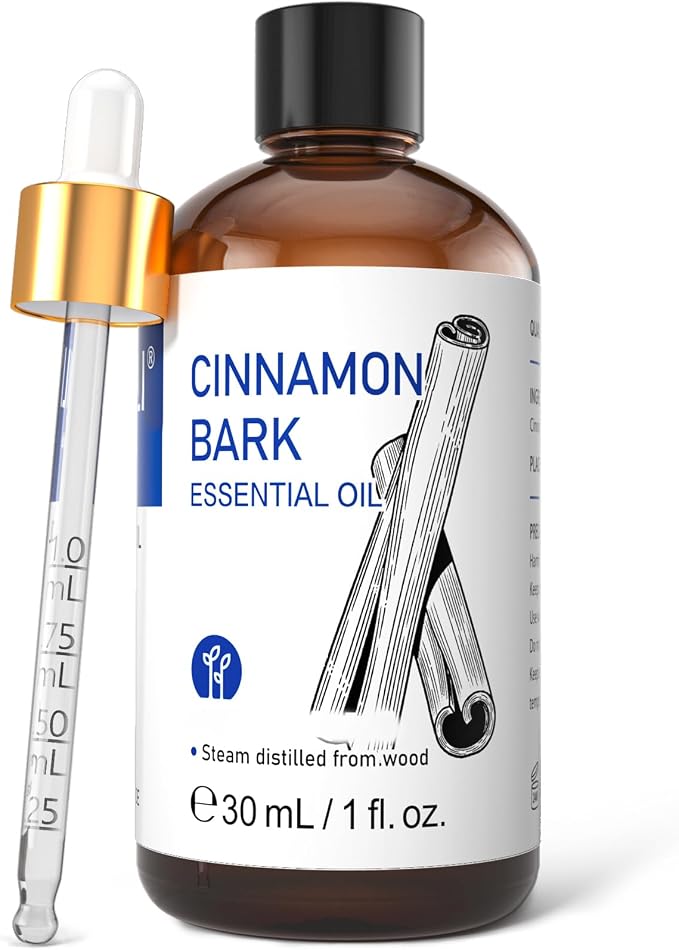 HIQILI Cinnamon Essential Oil for Aromatherapy, Spray & Diffuser | Delivers Invigorating Mind Refreshment, Wide Space Protection, DIY Compatibility & Odor Removal -30mL / 1.01 fl oz