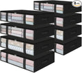 StorageRight Under Bed Storage Bins, 8-Pack 40L Foldable Fabric Storage Bags with Transparent Window, Breathable Organizer for Clothes/Blanket/Comforter/Quiltr, Black