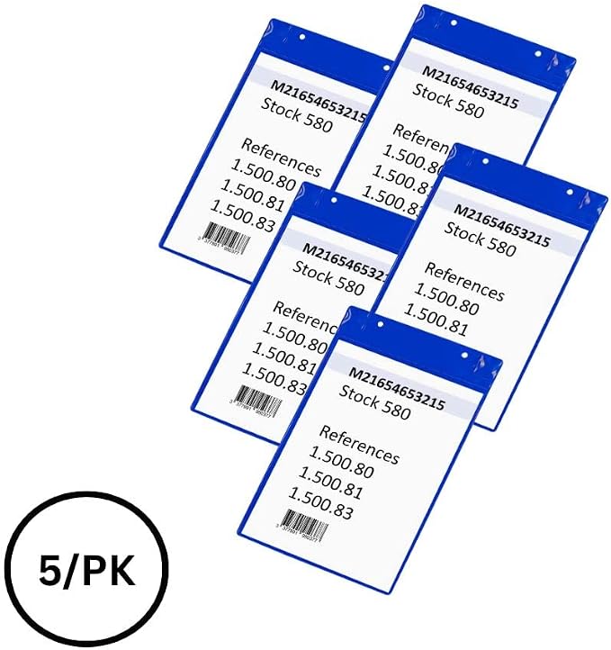 Tarifold Magnetic Identification Pockets, Multi-Size, Blue, 5 Pack | 5 magnetic identification pockets, fits multiple document sizes, full magnetic backing, blue frames, quick document changes