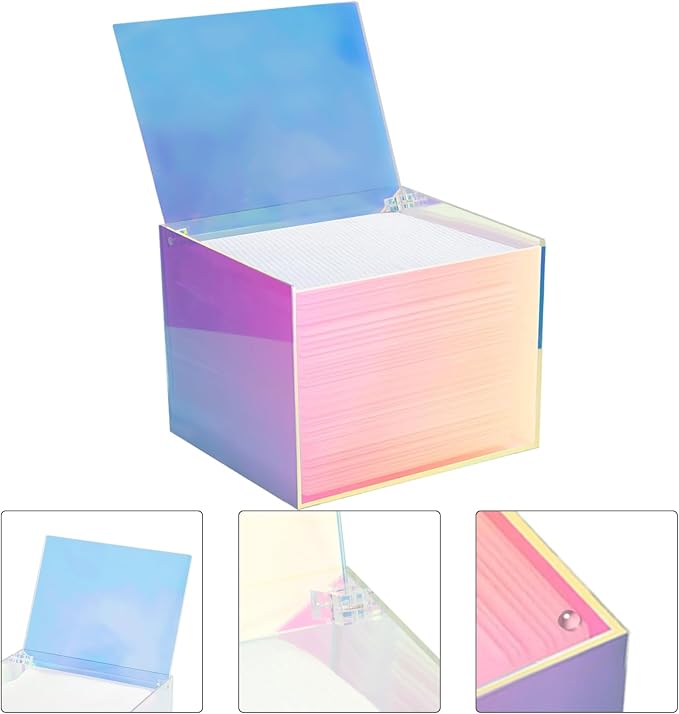 Disposable Face Facial Towel Holder Storage Box Acrylic Container, Rainbow