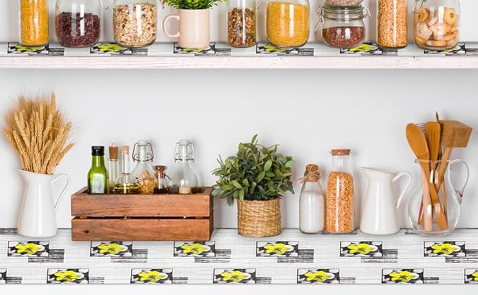 Non Adhesive Shelf Liner Kitchen 12" W x 60" L Drawer Liner Pantry Liner for Shelves Cupboard Liner Kitchen Cabinet Cover Easy to Trim