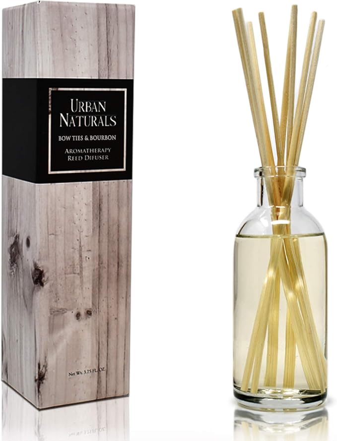 Reed Diffuser Set, Bowties & Bourbon - Bathroom Shelf Décor | Dark Oak, Bergamot & Bourbon, Made in the USA