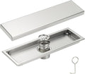 uxcell Rectangular Shower Drain, Brushed 304 Stainless Steel Odor-Proof Floor Drain Linear Shower Drain Hair Catcher for Bathroom Kitchen and Laundry Room(12 Inch, Brushed Silver)