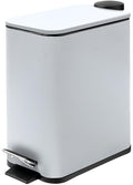 Stainless Steel Small Trash Can with Lid & Step Pedal - 6 Liters/1.6 Gallon Soft Close Garbage Can with Removeable Inner Bucket - Trash Cans for Bathroom, Bedroom, Kitchen & Office (White)