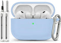 Full-Coverage dustproof Design for AirPods Pro 3 Case Cover with Cleaner Kit, Soft Silicone Cover for AirPods Pro 3rd Generation Comes with Keychain,Suitable for 3rd Generation Case,Sky Blue