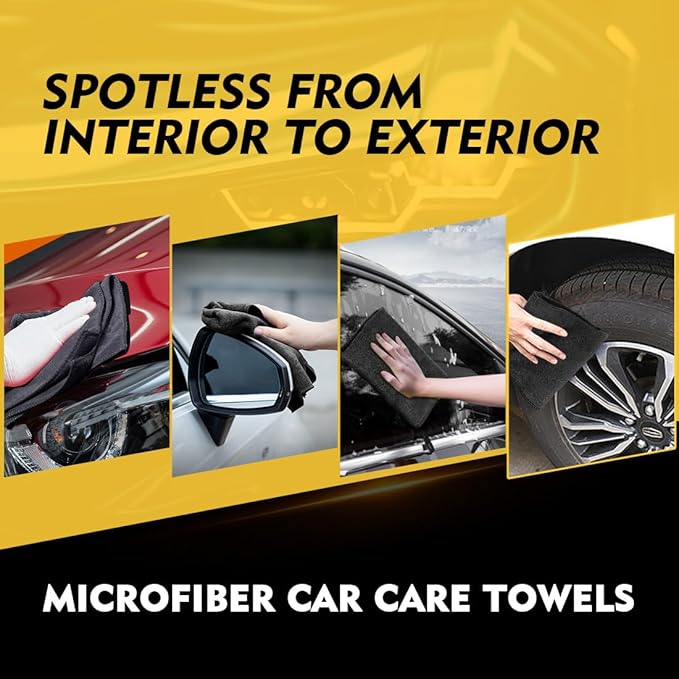 HOMEXCEL Black Microfiber Cleaning Cloth 400 Pack, 11.5 x 11.5 inch Bulk Shop Towels | Reusable Cleaning Rags for Cars, Kitchen, Window, Garage and House, Ultra Absorbent, Lint Free, Streak Free