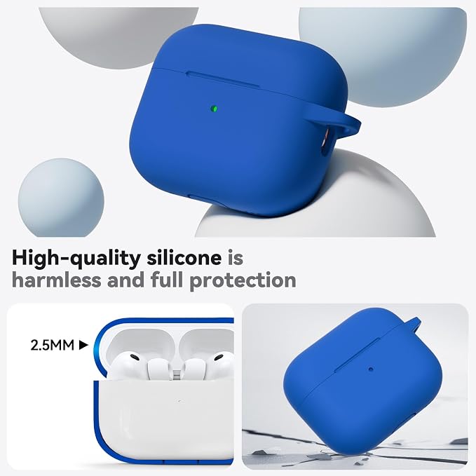 Ljusmicker for AirPods Pro 3 Case 2025 with Cleaner Kit,Blue | Soft Silicone Protective Cover for Apple AirPod Pro 3rd Generation Case with Keychain for Women Men,Shockproof