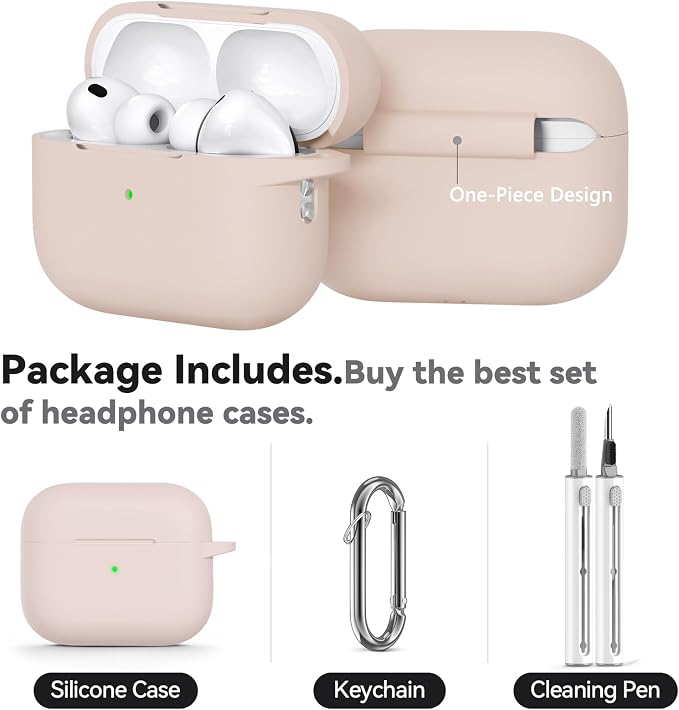 Ljusmicker for AirPods Pro 3 Case 2025 with Cleaner Kit,Milk Tea | Soft Silicone Protective Cover for Apple AirPod Pro 3rd Generation Case with Keychain for Women Men,Shockproof