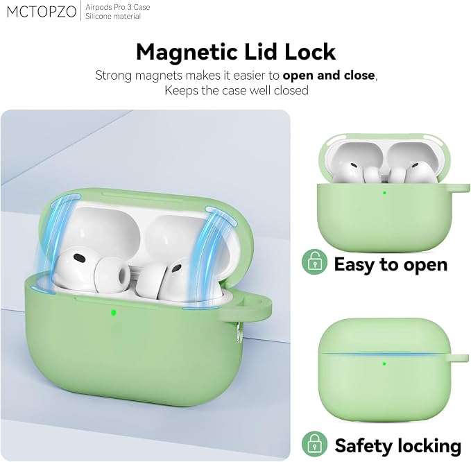for AirPods Pro 3 Case 2025,Come with Cleaner Kit,Magnetic Teal | Silicone Protective Cover for Airpod Pro 3rd Generation Case with Keychain,for Women Men,One-Piece Design,Shockproof,Magnetic