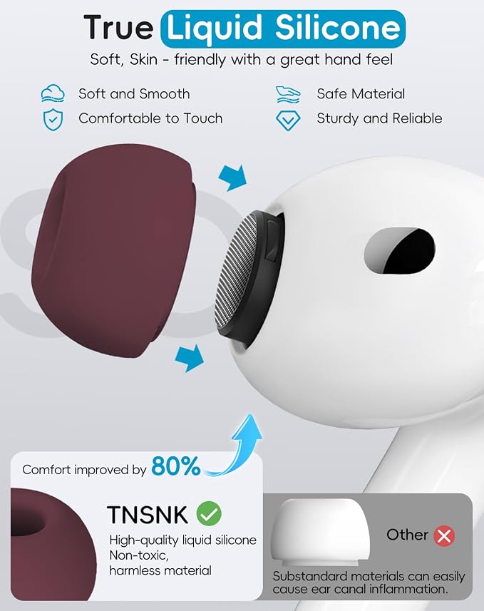 5 Pairs Replacement Ear Tips for AirPods Pro 3(White) | with Noise Reduction Hole,Built-in dust Guard Screen Silicone Ear Tips with Cleaning Pen - 5 Sizes(XXS/XS/S/M/L)