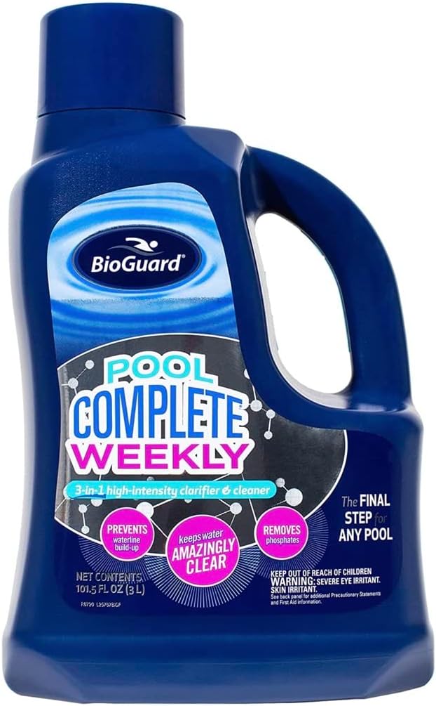 BioGuard Pool Complete Weekly, 3 Liter, Single Pack | 3-in-1 High-Intensity Clarifier & Cleaner, Prevents Waterline Buildup, Removes Phosphates, Keeps Water Clear