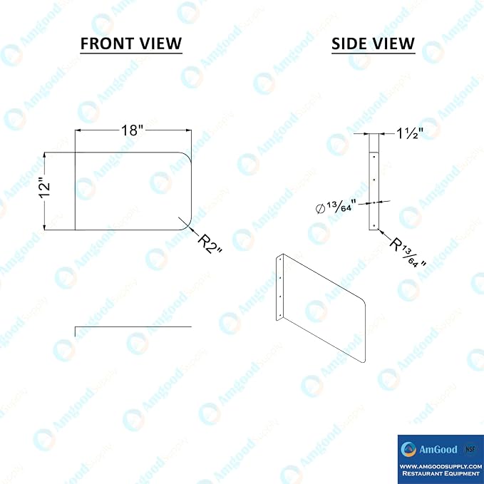 18 in. x 12 in. Wall Mount Stainless Steel Splash Guard - 16-Gauge 304 Stainless Steel