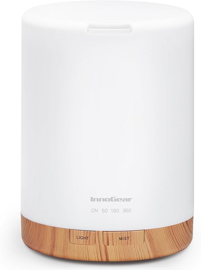 InnoGear 300ml Essential Oil Diffuser for Home Scent Humidifier, Yellow | Aromatherapy, Cool Mist Humidifier, Ultrasonic, Large Room, Run up to 10hrs, Waterless Auto Off, 7 LED Lights, Quiet