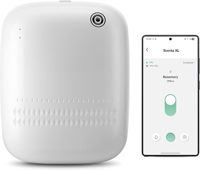 Airversa ANW Smart Waterless Essential Oil Diffuser for Large Room, White | Up to 2000 sq ft, App Control, Cold Air, 400mL, DC-12V/1A Plug in Wall, Smart Scent Air Machine, for Home & Commercial Spaces
