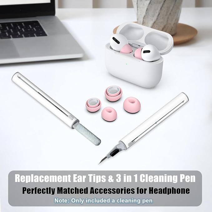 3 Pairs Replacement Ear Tips for AirPods Pro 2nd & 1st(S/M/L, Pink) | with Noise Reduction Hole, Silicone Ear Tips with Cleaning Pen & Portable Storage Box, Fit in the Charging Case