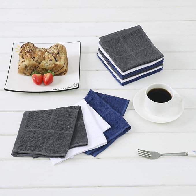 Glynniss Dishcloths Kitchen Highly Absorbent Dish Rags 100% Cotton Dish Cloths for Washing Dishes (red White)