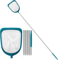 POOLWHALE Pool Skimmer Net with Adjustable 48" Aluminum Pole, Fine Mesh Medium-Depth Net for Above Ground Pools, Ponds, Hot Tubs, Spas and Fountains for Leaf and Debris Removal