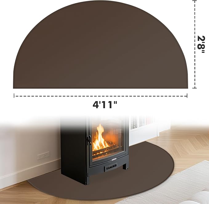 TOHONFOO Fireplace Mat for Home Protection, 4'11'' x 2'8'' x 0.04'', Brown | 1800°F fireplace rugs fireproof, fiberglass hearth rugs for fireplaces fire resistant protect against embers, easy to clean