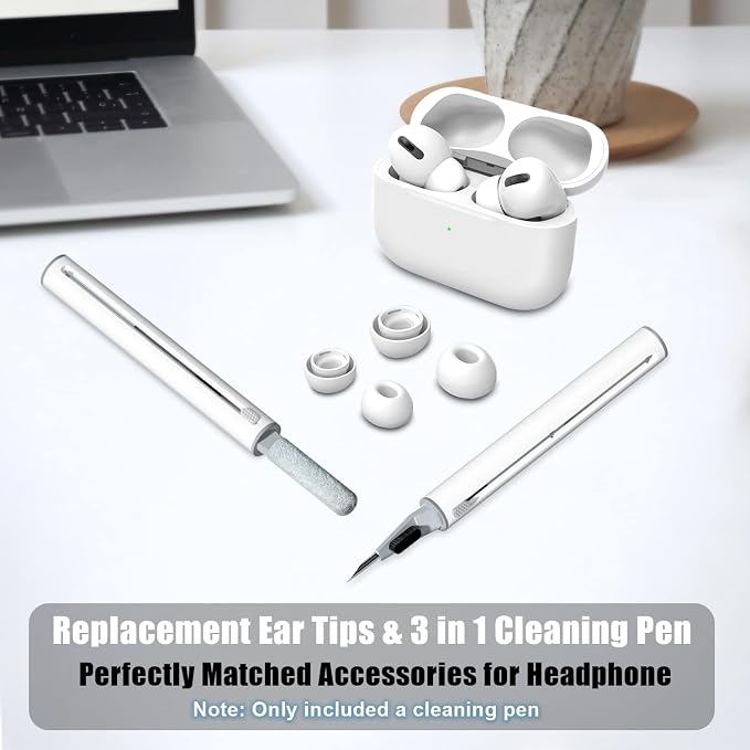 3 Pairs Replacement Ear Tips for AirPods Pro 2nd & 1st(S/M/L, White) | with Noise Reduction Hole, Silicone Ear Tips with Cleaning Pen & Portable Storage Box, Fit in the Charging Case