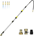 Buyplus 22FT Reach Telescoping Gutter Cleaning Tools 4-16FT Rain Gutter Cleaner Tools From Ground with 3/4" Brass Garden Hose Shut Off Valve, Bendable Flexible Water Wand for Garden Hose, Window