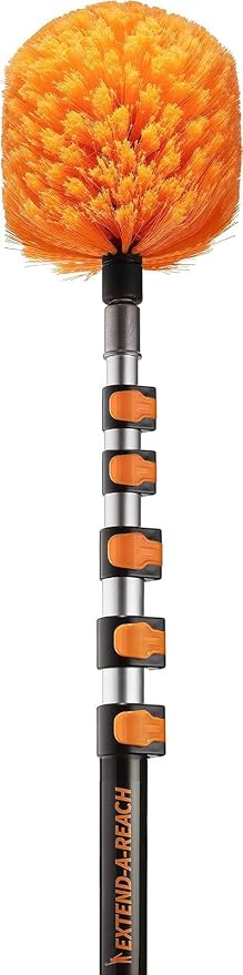 5-25 ft Cobweb Duster with Extension Pole 30+ Foot High Reach | Spider Web Cleaner Cobweb Brush for Outdoor & Indoor Web Cleaning // Lightweight & Sturdy Telescopic Pole Kit