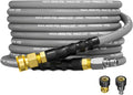 3/8" 4800PSI Pressure Washer Hose 25FT with Swivel Quick Connect for Cold/Hot Water Max 248°F, Kink Resistant Steel Wire Braided, Wear Resistant Power Washer Hose with M22 14mm Adapter