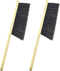 2 Pcs Hand Broom Brush, Wooden Handle Soft Bristle Cleaning Dust Brush，for Furniture, Bed, Car, Bench, Crevice Cleans, Sofa, Fireplace, Clothes (Straight Handle)