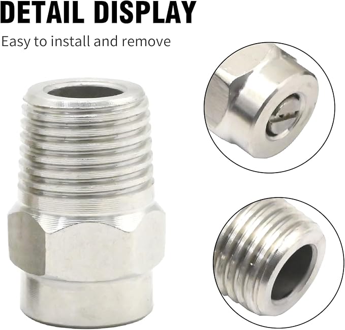 VIKKSAER 8 Pcs Stainless Steel Surface Cleaner Tips with 2.5 Orifice, 1/4'' Male NPT 4000 PSI Threaded Spray Nozzles, Surface Cleaner Tips for Pressure Washer Nozzles