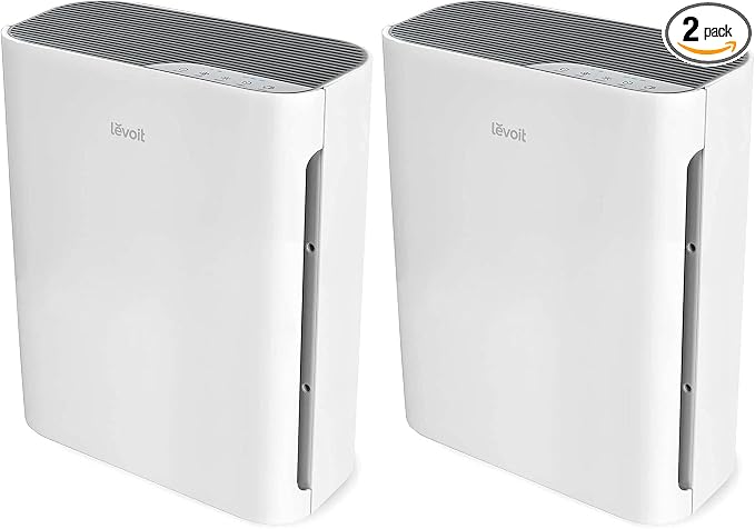 LEVOIT Air Purifier for Home Bedroom,Quiet Clean with Washable PreFilter for Dander,Smoke,Dust,Pollen,AHAM Verifide,Odor Eliminators, Medium Sized Rooms,Pet Hair Remover,Vital 100,White(Pack of 2)