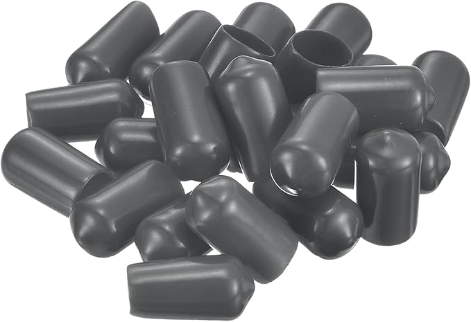 uxcell 20pcs Rubber End Caps 4.5mm ID Vinyl Round Tube Bolt Cap Cover Thread Protectors Dark Grey