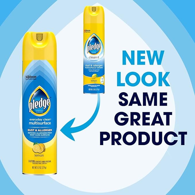 Pledge Dust & Allergen Multisurface Cleaner, Aerosol Spray, Lemon Scent, 9.7oz