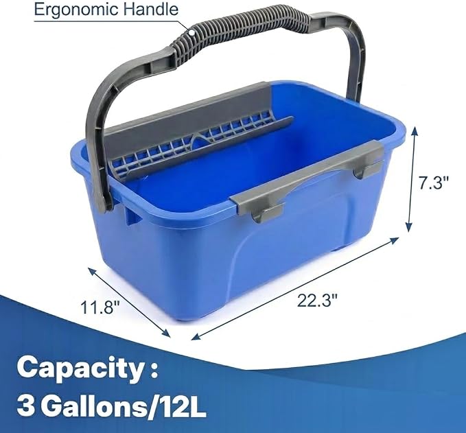 Window Cleaning Kit with 3 Gallon Bucket, 14" Window Squeegee and Scrubber with Long Handle, Professional Window Washing Equipment Cleaner Tool Streak-Free for Home, RV, Commercial Use