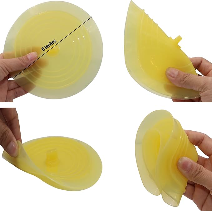 V-TOP Bathtub Drain Plug 2 Pack, 6 inches Large Silicone Tub Stopper Hair Stopper Flat Suction Cover for Kitchen Bathroom and Laundry (Yellow Transparent)