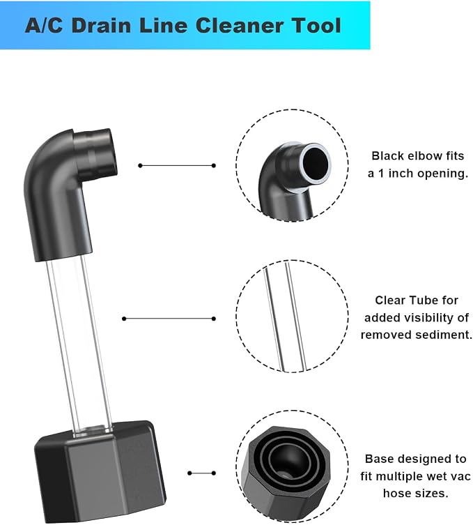 AC Drain Line Cleaner Tool, HVAC to PVC AC Line Cleaner | AC Drain Line Unclogger, HVAC Duct Cleaning Kit