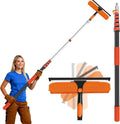 14" Extra-Wide Window Squeegee with 5-24FT Extension Pole | 30FT High Reach Window Cleaning Kit with- 2-in-1 Professional Window Scrubber, for Indoor & Outdoor High Windows,RVs