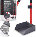 Pawler Pooper Scooper for Dogs with Long Handle Rake & Tray, Heavy Duty | Pawler Rustproof Aluminum Poop Scooper Set with 36+" Handles for Yard, Grass, Dirt & Gravel
