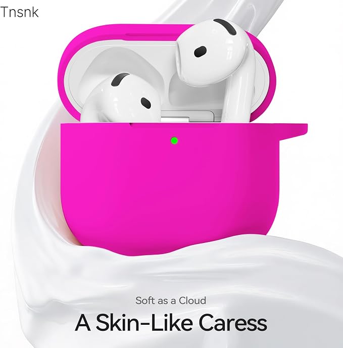 for AirPods 4 Case, TNSNK Silicone AirPod 4 Case Cover Compatible with Apple Airpods 4th Gen, Shockproof Protective Cases for Women Girly with Cleaner Kit and Keychain, Front LED Visible