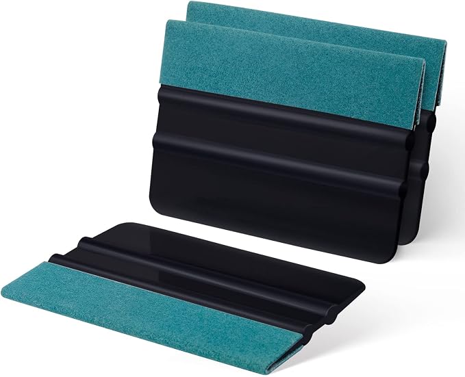 FOSHIO Vinyl Wrap Squeegee 4 Inch with Micro Fiber Suede Felt Edge, Scraper for Window Tinting, Sign Making and Sticker Wrap Application Tools, Pack of 3 Black Felt Squeegee for Vinyl